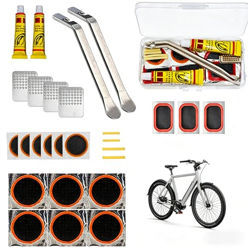 Kit completo per la riparazione di pneumatici da bicicletta con toppa, camera d'aria e leva per pneumatici, kit portatile per la riparazione di forature per mountain bike, BMX e bici da strada, access