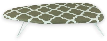 Nordiq - Tabla de Planchar Pequeña Plegable de Sobremesa | 75 x 34 cm | Mesa de Planchado de Ropa, Estructura Resistente, Ergonómica y Fácil de Guardar | Gancho para Colgar (Gris)