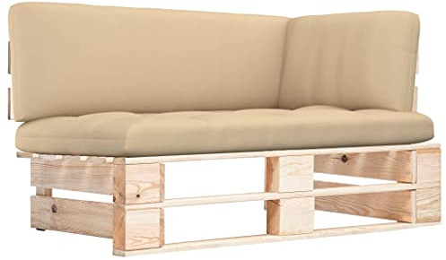 PHGTYUK Outdoor-Ecksofa aus imprägniertem Kiefernholz im Paletten-Design, 4 Kissen inklusive, Robustes Gartensofa für Terrasse und Garten mit rustikalem Charme, langlebiges