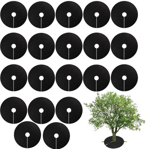 YANJIY 20 Pezzi Anello di Protezione per Pacciamatura, Anelli Pacciamatura Anti Erbacce, Anello di Pacciamatura per Alberi, Riutilizzabili, per Protezione delle Radici Contro Le Erbacce
