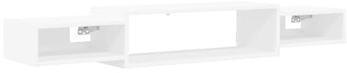 Tmriohed Mobile TV da parete sospeso, bianco, 140 x 28 x 21 cm, mobile TV sospeso in legno con 3 ripiani, moderna mensola da parete per media e soggiorno