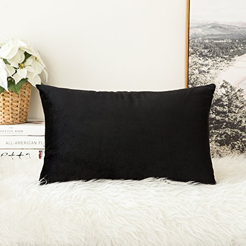 MIULEE Kissenbezug 30x50 cm samtkissen couchkissen Schwarz | Kissenhülle Dekorative Dekokissen Sofakissen Wurfkissenbezug mit Verstecktem Reißverschluss Sofa Schlafzimmer