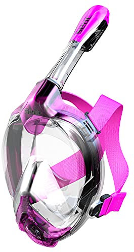 Seac Libera, Maschera Integrale da Snorkeling di Nuova Generazione, Silicone Ipoallergenico, Sgancio Rapido, 4 Taglie, trasparente/rosa, XS/S