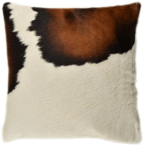 generisch KUHFELL Kissenbezug BRAUN Weiss DEKO Kissen BEIDE Seiten AUS ECHTEM KUHFELL 40 x 40 cm