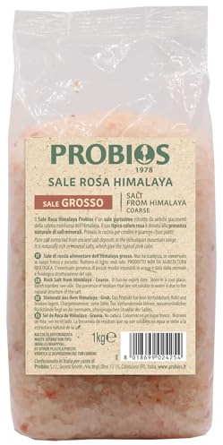 Probios Sal rosa Himalaya Whole Coarse – Natural y sin refinar – Sal rosa sin aditivos – 1 kg