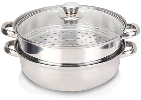Pentole in acciaio inossidabile 27 cm/11 pollici Pentola a vapore a 2 strati Pentola Doppia caldaia Zuppa a vapore Pentola a vapore Durevole