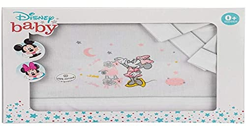 Interbaby MN003-18 - Sábanas Cuna Disney Minnie, Blanco y Gris