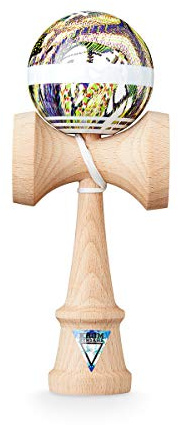 KROM - Kendama Pro NOIA 6 - Bilboquet Japonais Original - Jouet en Bois pour Adulte et Enfant - Pack : Ficelle de Rechange + Stickers offerts