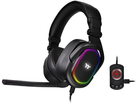 Thermaltake Argent H5 RGB 7.1 Surround-Sound Gaming Headset bidirektionales Mikrofon Memory-Foam Ohrenpolster PC/Xbox One/PS4/Mobile Schwarz GHT-THF-DIECBK-31 Einheitsgröße