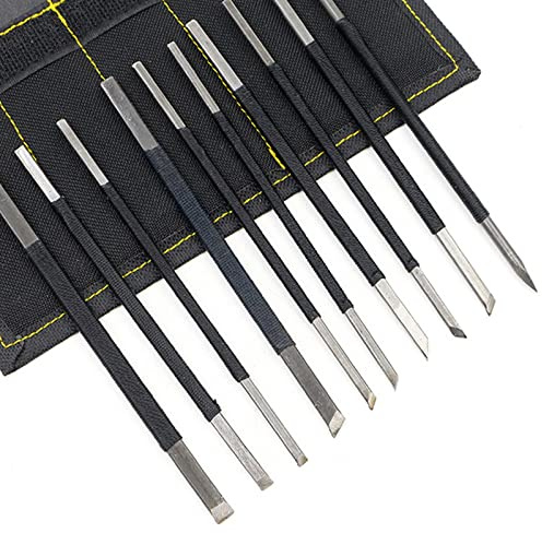 10 Pieces Outil De Sculpture Sur Pierre En Acier Au Carbone Haute, Burin Pierre Sceau Graver, Ensemble De L'outil De Gravure, Sculpter Sculpté Outils Set