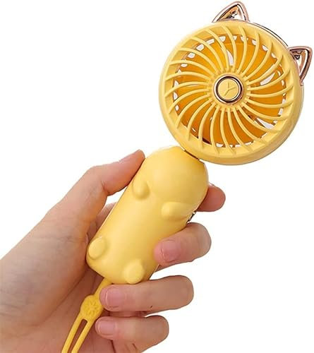 Kayan Mini Handheld Fan, Portable USB Fan with Rechargeable Battery and 3 Speeds, Cute Personal Small Electric Fan for Girls/Womens/Kids, Foldable Hand Fan for Home/Office/Table/Travel (Yellow)