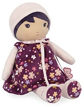 KALOO - Tendresse - Ma 1ère Poupée en Tissu Violette - Poupée de Chiffon 32 cm - Robe Fleurie - Bloomer Détachable - Jolie Boîte Cadeau et Ruban Personnalisable - Dès la Naissance, K200002