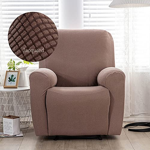 Highdi Stretchhusse für Relaxsessel Komplett Sesselschoner, Stretch Relaxsessel Bezüge 1 Stück - Einfarbig Jacquard Elastisch Sesselbezug für Fernsehsessel Liege Sessel (Khaki)