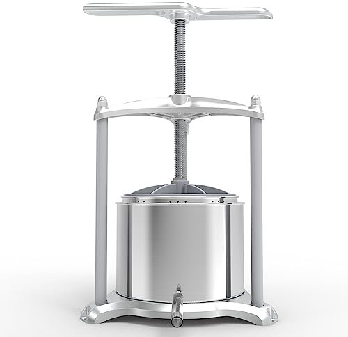 SQUEEZE master Obstpressen bis 6 Liter Aluminium-Edelstahl Spindelpresse - Fischer Edelstahlpresse/Weinpresse für Küche und ambitionierten Hausgebrauch