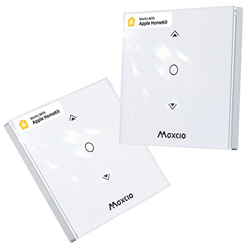 Maxcio Interruptor Persianas Inteligentes, Persianas WiFi Control de Porcentaje Compatible con Apple Homekit Siri, Alexa Echo, Google Assistant, 2 Piezas
