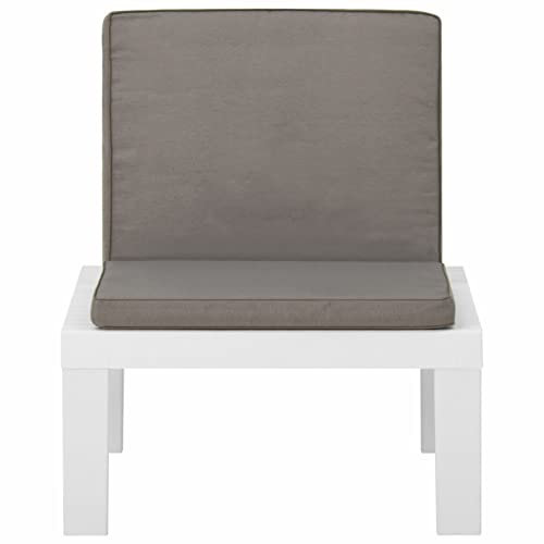 SHUJING Garten-Lounge-Stuhl mit Auflagen, Gartensessel, Campingstuhl, Terassenstühle, Gartenmöbel, Balkon Stühle, Balkonstuhl, Hochlehner, Stühle Für Draußen, Kunststoff Weiß