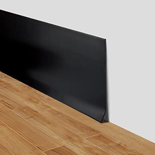 Flexible Skirting Board Covers 10cm Wide Self Adhesive PVC Skirting Board Trim Wall Baseboard Molding Trim (Black, 10cm×18m)