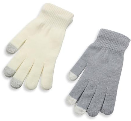 2 Paia di Guanti Idratanti per Touch Screen, Guanti in Cotone per Mani Asciutte, Guanti per Eczema per Mani Secche per Adulti, Adatti per Eczema per Mani Secche (Bianco + Grigio)