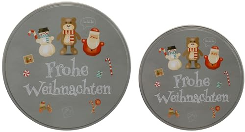 Brandsseller 2er Set Keksdose Frohe Weihnachten Weihnachtsdose Plätzchendose Gebäckdose Metall