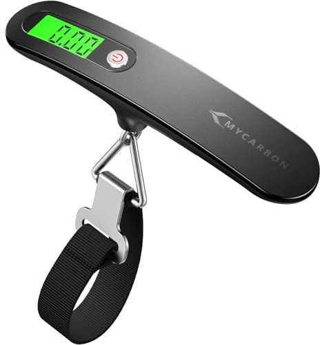 MYCARBON Digitale Kofferwaage Gepäckwaage Analog für Reisekoffer Küche Angeln 50KG / 110 lb Hängewaage Digitalwaage Fischwaage (Schwarz3)