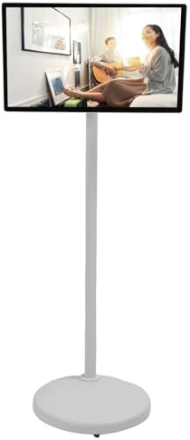 Asixxsix 24 Inch Portable TV, 8G RAM 128G Storage Android 12 1080x1920 IPS Touch Screen Monitor 360° Rotation Standing Smart TV on Wheels Support Wireless Wired Projection, Whiteboard (UK