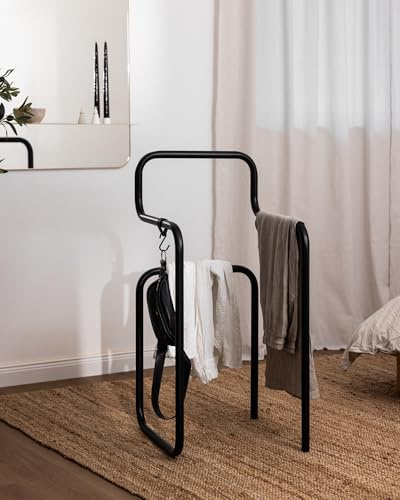 Metallbude Herrservice JAMES – svart – modernt klädställ av pulverlackerat stålrör, reptåligt, stöt- och slagtålig – 42,5 x 42,5 x 89,5 cm