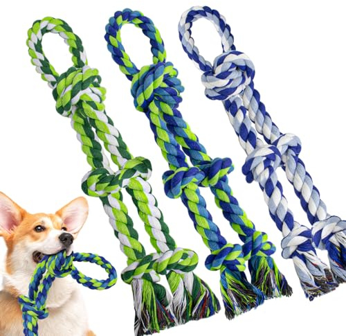WDZZHOT Hundespielzeug aus Seil, für aggressive Kauer, fast unzerstörbares Seil-Kauspielzeug für große, mittelgroße und kleine Hunde, robustes Hundespielzeug aus 100 % Baumwolle, für Langeweile