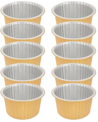 Healeved Lot de 10 Boîtes de Conservation des Aliments en Aluminium Rondes 1700ml sans Couvercle, Ustensiles Cuisine Empilables pour Barbecue et Service en Extérieur