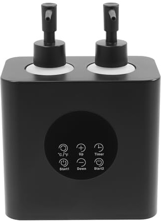 Massageöl Wärmer mit 4 Ölflaschen-Spendern, Elektrischer Haushalt Massageöl-Flaschenwärmer, Einstellbare Temperatur und Zeit（30℃-65℃, 0.5-24 H), Schwarz