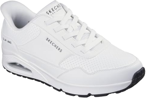 Skechers Uno-Banksia Luxe Chaussures à Enfiler Mains Libres pour Homme, Blanc., 45 EU