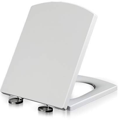 Abattant WC blanc à fermeture douce avec libération rapide, robuste et facile à nettoyer, forme carrée pour salle de bain