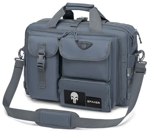 SPAHER Arbeitstasche Herren Laptoptasche 14/15.6/17.3 Zoll Messenger Bag Pilotentasche Aktentasche Herren Taktische Tasche Militär Tasche Tragetasche Schultertasche für Männer
