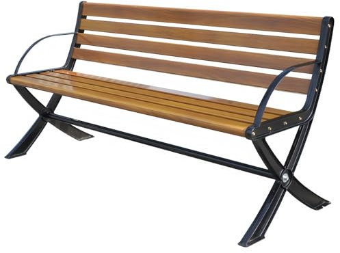 JINGSHIQIAOPL Schöne Gartenbank mit Armlehnen, Stabile Sitzbank Outdoor für 2–3 Erwachsene, Max. Tragkraft 300 Kg, Moderne Bank Balkon für Veranda, Rasen, Garten(Brown,180cm/71in)