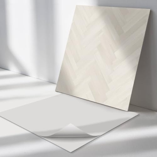 Vinyl-Fliesen Quadratisch 30x30 cm Wasserfest Selbstklebend Bodenbelag PVC 9 Stück Fliesenaufkleber Wand und Boden für Küche und Badezimmer Küchenrückwand - Fischgrätenmuster aus Holz