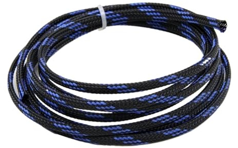 YGMNQAL Cache Cable Manchon de câble tressé Extensible 2/10 m 2/4/6/8/10/12/14/16/20/25/30/40 mm, Gaine de Protection de Fil en Nylon Isolant(Black Blue,20MM_2 Meters)