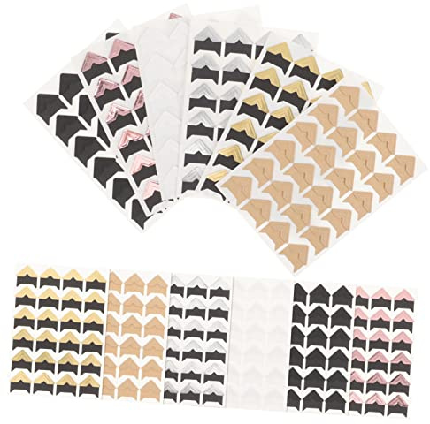 DIYEAH 12Blätter Selbstklebende Fotoecken für Scrapbooking Vintage Mehrfarbige Schutzaufkleber Kraftpapier Roségold für Fotoalben Praktische