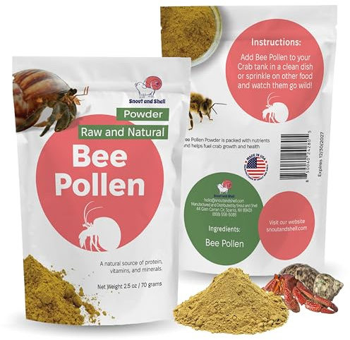 Bee Pollen Powder for Hermit Crabs – Natural Food Supplement for Molting & Recovery – Auto Feeder Safe Powder Food Topper – No Filler Crab Nutrition Booster – 2.5 oz