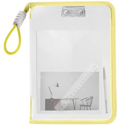 Custodia Impermeabile Per Libri - Custodia Protettiva Portatile Per Libri Con Cerniera | Organizer Trasparente Per Documenti A4 Con Raccoglitore | Materiale Scolastico Per Bambini E Adulti (Giallo)