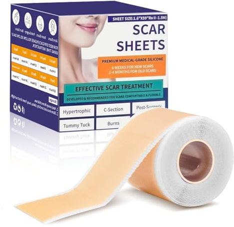 Narbenpflaster, Silikonpflaster für Narben, Silikonblätter für Narben, Wundpflaster, reduziert und verhindert hypertrophe oder cheloide Scar, nicht medizinisch, 4 cm x 150 cm