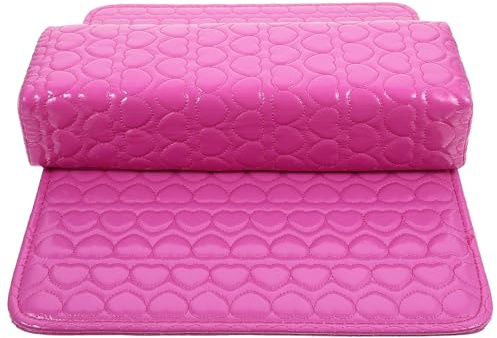 PAMINGONO Coussin de manucure en PU brillant rose, set 2 pièces pour nail art et salon, repose-main confortable et protecteur pour entraînement et usage domestique