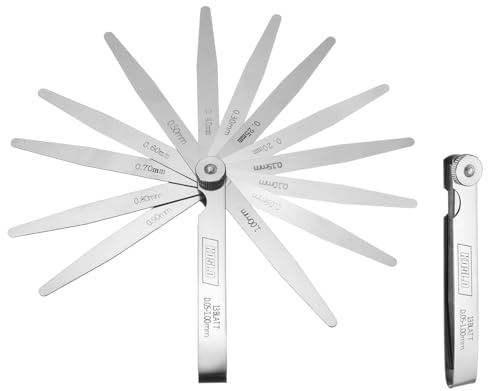 sourcing map 2pcs Metric Thickness Feeler Gauge 0.05-1mm 13 Blades 100mm Tapered Feeler Gauge Set 3CR13 Stainless Steel Gap Measuring Tool for Repair Valve Guitar Spark Plug