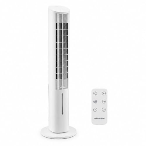 InnovaGoods - Climatizzatore evaporativo portatile Torre 4 in 1, ventilatore, umidificatore, diffusore di aromi, telecomando, 3,5 l, 3 velocità, timer, oscillazione 45°, silenzioso <46 dB