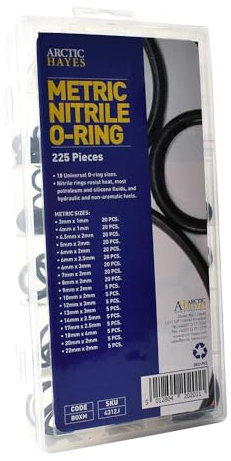 Arctic Hayes BOXM Metric Nitrile O-Ring Assortment Washer 225-Pieces Kit, Regular, 19.9 cm*16.1 cm*11.2 cm