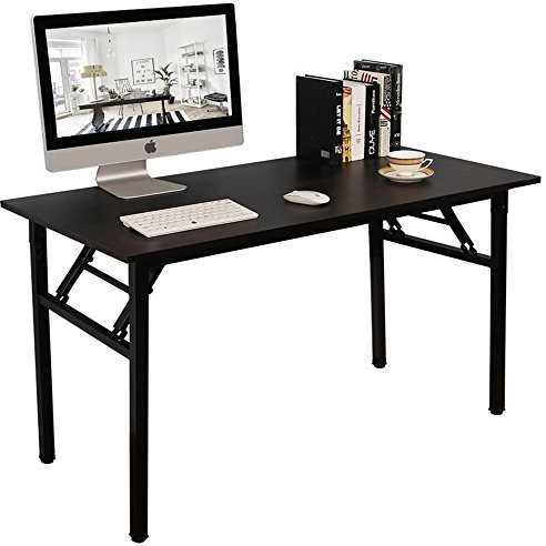 DlandHome Klapptisch Schreibtisch 120 x 60 cm Holz Schreibtisch Klappbar PC Tisch Laptop Tisch Computertisch Konferenztische Montagefrei Moderner Esstisch für Zuhause, Büro, Picknick, Garten Schwarz