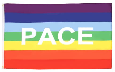 AZ FLAG Flagge Regenbogen Frieden Pace 150x90 cm Leichtes Polyester 2 Ösen | Für innen Peace dekorative Flagge doppelte Nähte und verstärkte Kanten mit Metallösen