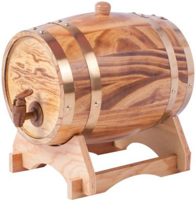 Botte da invecchiamento in rovere per whisky, vino, birra, bourbon, tequila, ecc., a prova di perdite, capacità 3 l, colore giallo chiaro