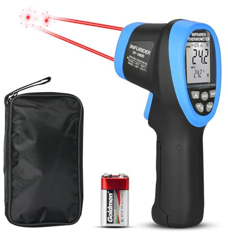 Infrarot Thermometer, YF-1800 Digital Laser Temperaturmessgerät, IR Pyrometer -58°F-3272°F(-50~1800℃) Temperaturmesser,Temperaturmesspistole mit 50:1 Hochtemperaturpistole für Industrie Ofen