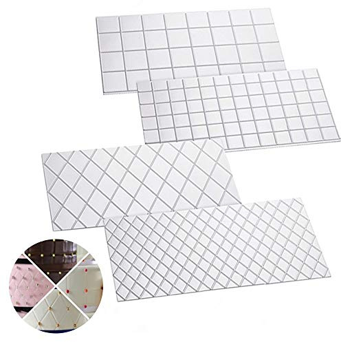 Fondant Impression Mats, Embossing Rectangular Silicone Molds Transparent Quilted Grid Moulds Tools for Cake Decorating/Cookie/Chocolate(4Pcs)