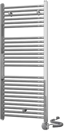 Kibath Toallero Secatoallas radiador electrico, tubos de acero con acabado acabado cromo brillo 1200x500 con termostato fácil de usar, L404603