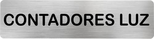 Becral® - Señal de acero inoxidable CONTADORES LUZ | Placa puerta INOX | Señal informativa | Cartel Puerta 200X50mm